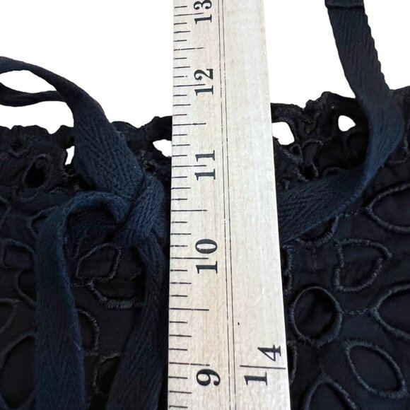 J. Crew Black Eyelet Lace Drawstring Waist Belair Cottage Dress‎ Shorts Size 00 - Picture 5 of 11